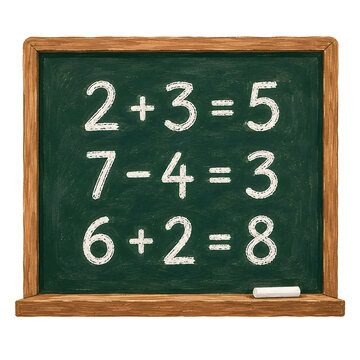 Simple chalkboard with basic math equations