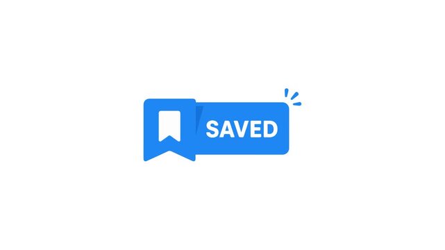 Blue Saved Icon: Flat UI Bookmark Badge for Digital Interfaces and Web Design.