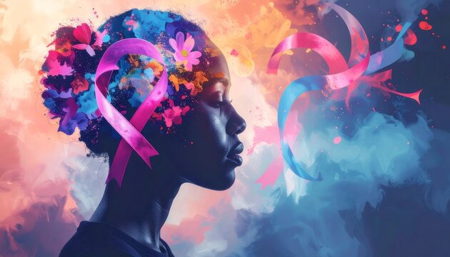 Woman silhouette showing mental health awareness and support
