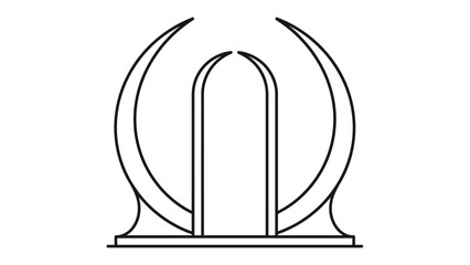 Fototapeta premium Stylized Gateway Arch Symbol: An abstract, minimalist design featuring a central archway flanked by crescent shapes, evoking a sense of passage and symbolic entrance.