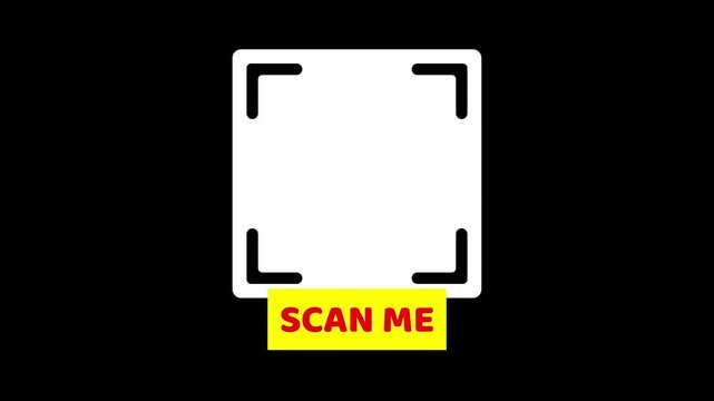 Animated QR Code Scan Me Call To Action Motion Graphic on transparent background alpha channel. 4K