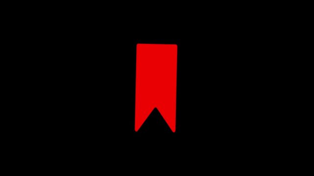 Bookmark Save Marker Symbol Animation on transparent background. Alpha channel 4K.