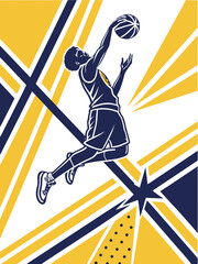 Basketball player jumping to dunk with dynamic background © Master