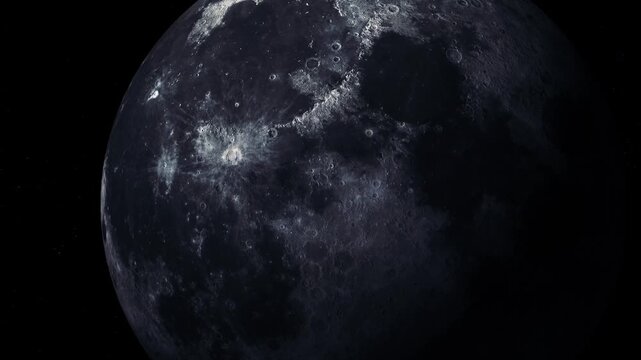 Close view of the moon in dark space with visible craters and soft light, ideal for astronomy, science, and night sky concepts.