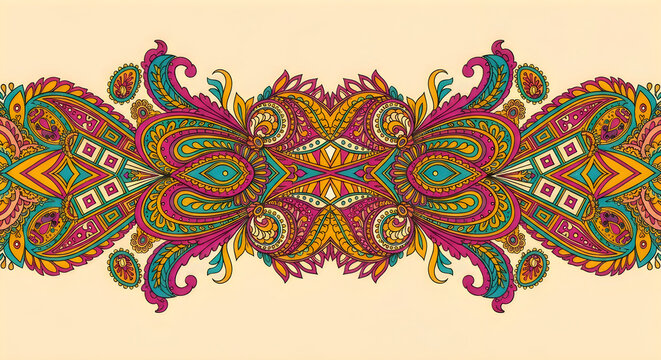 A vibrant and symmetrical diwali celebration featuring intricate patterns lights and cultural traditions of