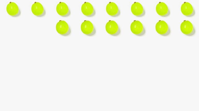 Fresh Green Grapes Sliced Halves Falling Grid Pattern Pop Art Style Stop Motion Animation Abstract Food Commercial Background Video
