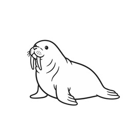 Fototapeta premium Cartoon Walrus Illustration