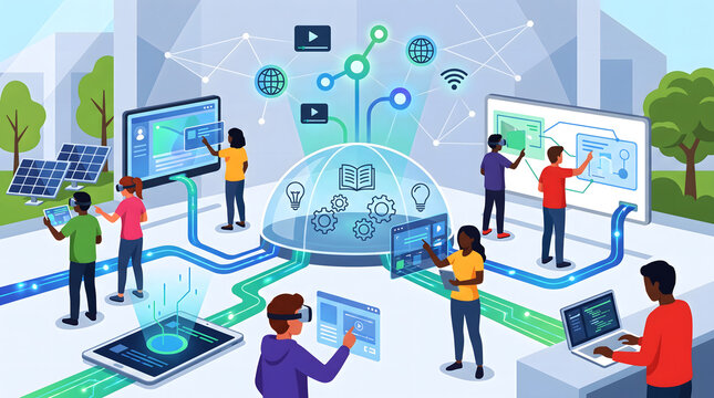 Diverse team working together on artificial intelligence and data projects