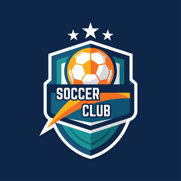 This sleek soccer club logo features a bold design with a soccer ball at its center, ideal for sports teams and clubs focusing on branding and visual identity in football.