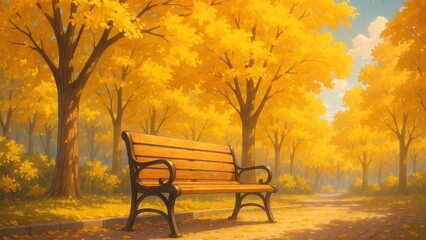 Naklejka premium Serene autumn park wallpaper for desktop