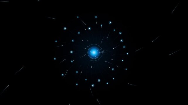 Central Network Node Data Stream Radial Motion Graphic
