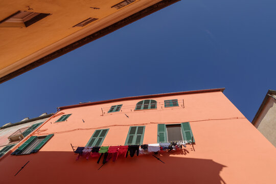 Ancient colorful Ligurian architecture, northwestern Italy