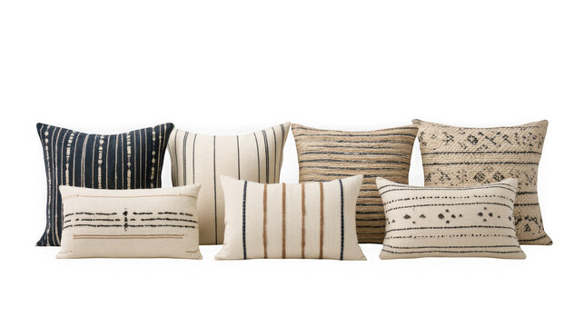 Set of decorative throw pillows in different patterns