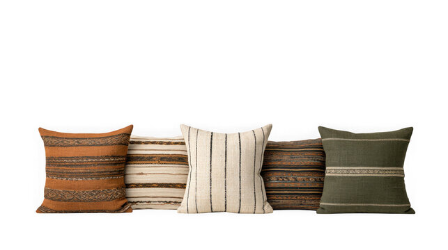Set of decorative throw pillows, different pattern variant