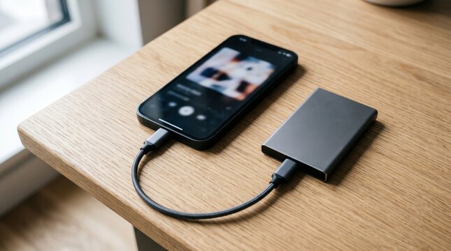 Phone charging from portable hard drive via USB cable