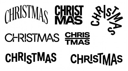 Obraz premium Set of creative black christmas typography logos and artistic holiday word designs