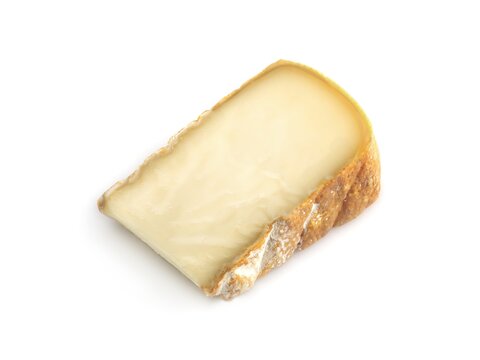Traditional Basque sheep's milk cheese on white background