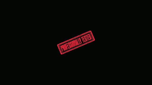 Professionally Tested Red Rubber Stamp Impression Isolated on Black Background for Quality Assurance Certification Concept