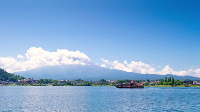 夏の富士山と河口湖・タイムラプス