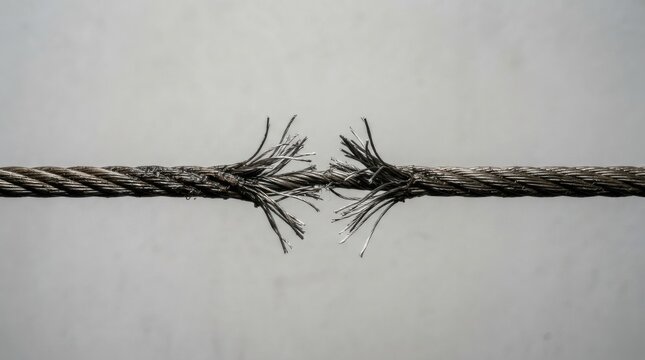 Frayed Steel Rope End Showing Damage and Wear