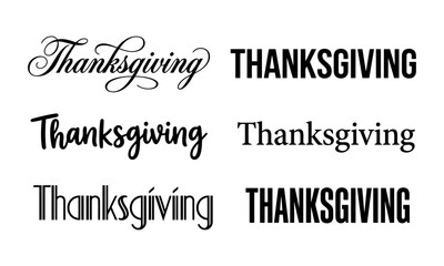 Fototapeta premium Various stylish Thanksgiving typography designs in elegant fonts