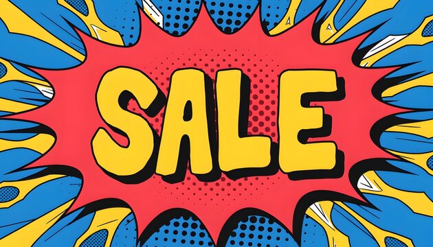 Pop Art Sale Banner with Comic Book Explosion and Retro Halftone Design
