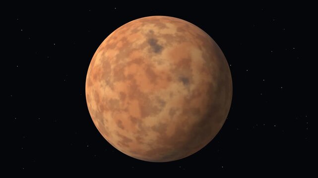 Rotating mars rocky planet in deep space. 4K Video