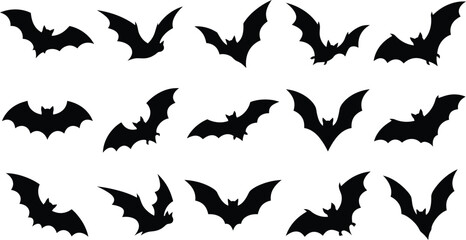 Fototapeta premium black bats flying in different positions for Halloween decoration
