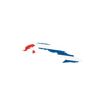 Cuba - country map silhouette filled with national flag. Simple flat vector illustration.