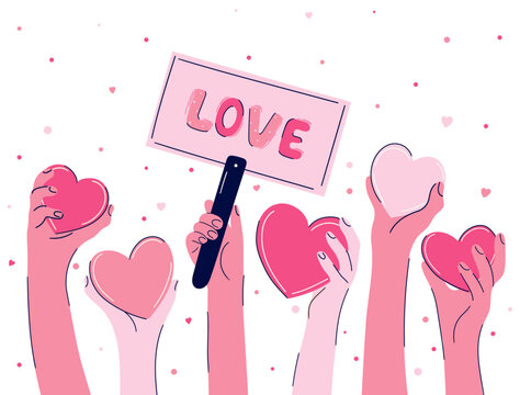 Hands Holding Hearts Love Vector Clip Art
