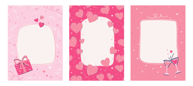 Valentine Copy Space Frame Vector Card Set