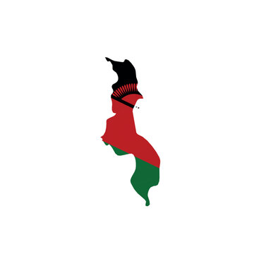 Malawi - country map silhouette filled with national flag. Simple flat vector illustration.