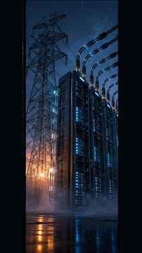 Fiber Light Tunnel Leads Into a Cavernous Compute Hall