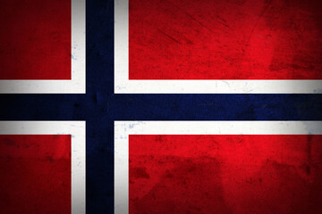 Fototapeta premium NORWAY Flag Grunge Background. National flag of NORWAY Grunge on rough metal texture with distressed surface, weathered effect, grain, scratches and aged details. Patriotic background for design.