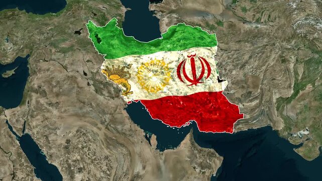 Iran map overlay with national flag animation for global motion footage