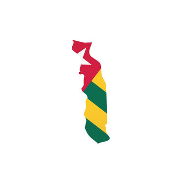 Togo - country map silhouette filled with national flag. Simple flat vector illustration.