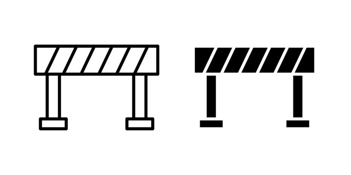 Barrier Icon represents restricted access, safety zones, road control, protection, and physical boundaries with editable outline and fill vector illustrations.