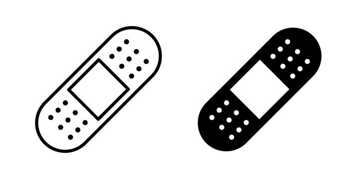 Bandaid Icon represents minor injuries, first aid, wound care, and basic medical treatment with editable outline and fill vector illustrations.