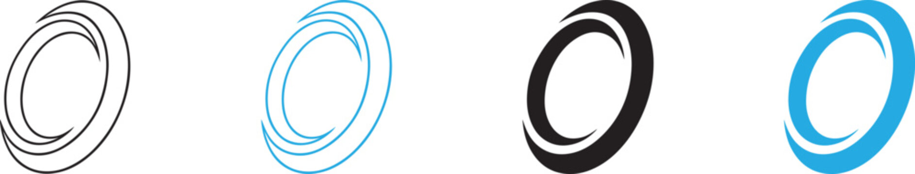 Circle flat design set in outline silhouette and color.