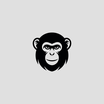 Minimalist chimpanzee head vector logo
