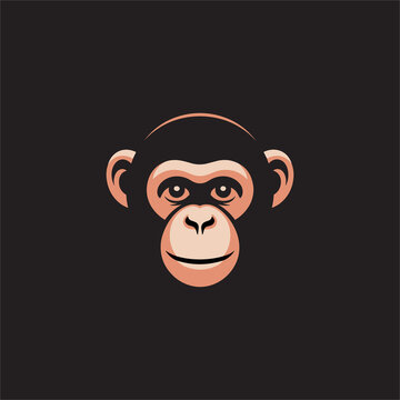 Minimalist chimpanzee head vector logo design