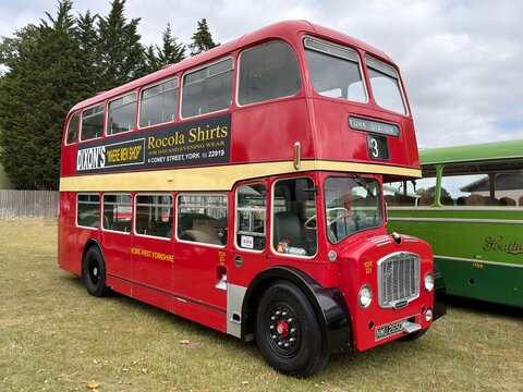A 1966 Bristol Lodekka FS6B Double decker bus with Eastern Coach Works (ECW) bodywork. Harrogate, Yorkshire, England, UK. August 2026. 