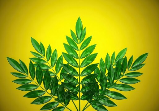 Green plant line art with leaves and stems isolated on white background