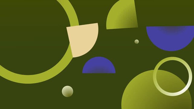 Abstract geometric composition circles half circles and rings background animation