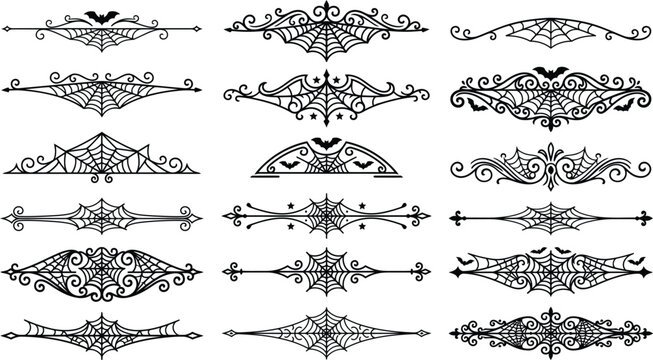Halloween spider web borders and frames for party invitations