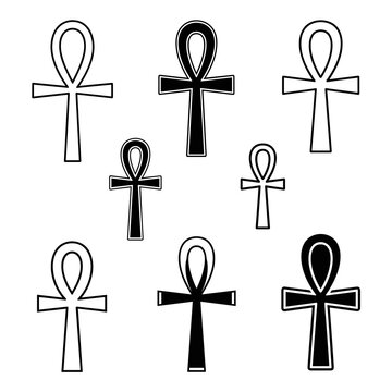 Set Sheet Layout of Multi Styled Black Ankh Crosses