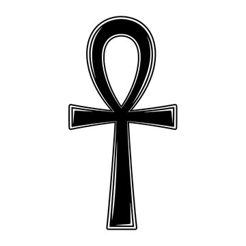 Ornate Line Art Detailed Egyptian Ankh Cross Silhouette
