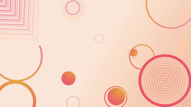Abstract circles and rings background with geometric corner shapes simple modern design with copy space animation