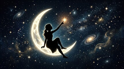 Fototapeta premium silhouette of a girl jumping in the night