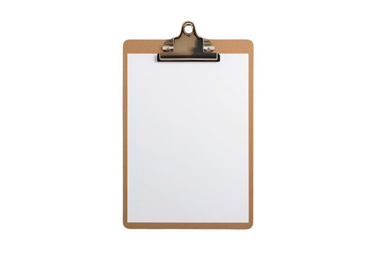 Blank white clipboard with metal clip